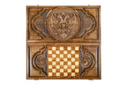 Coat of Arms of the Russian Federation backgammon board - corner detail of the board