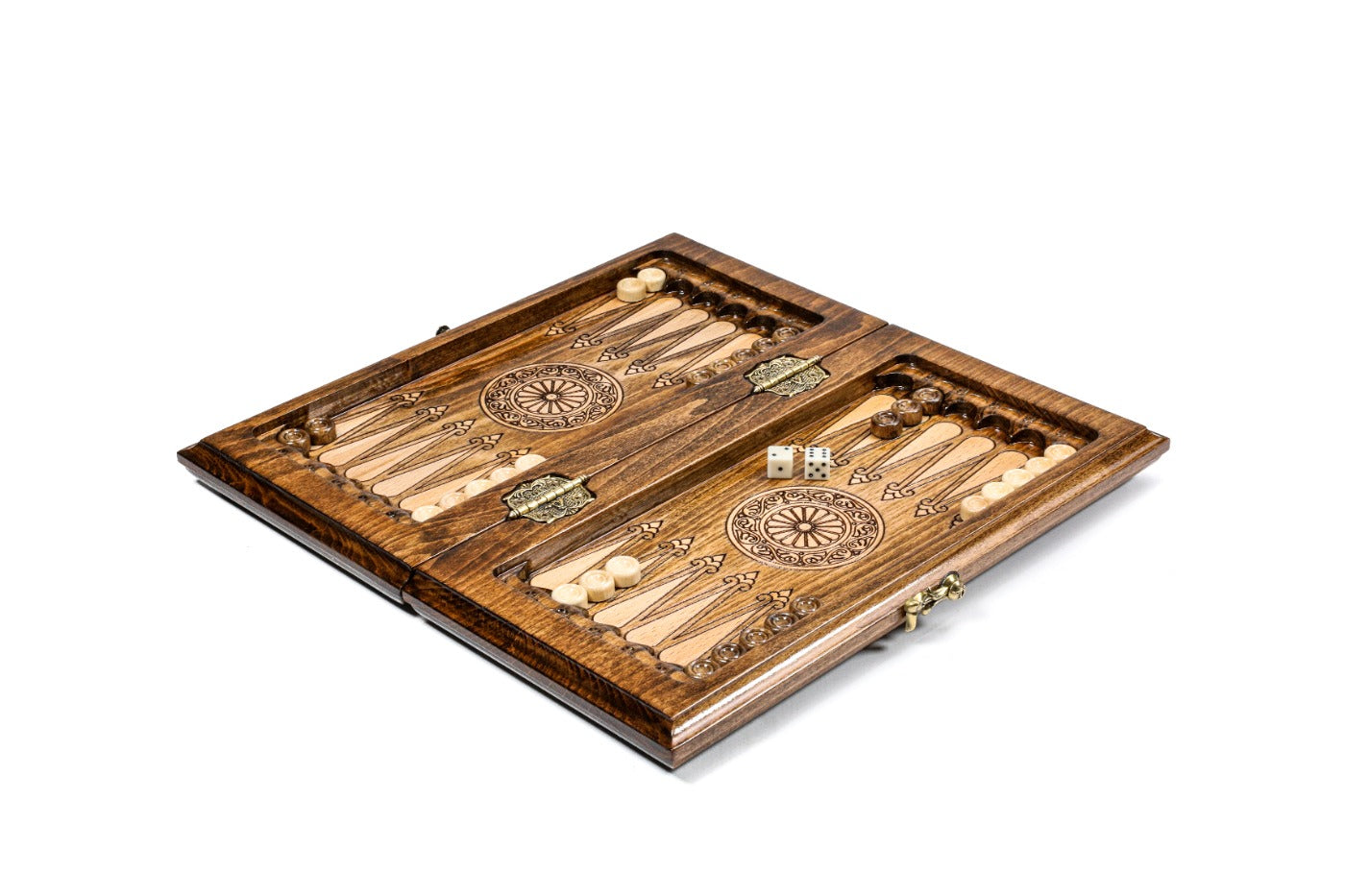 Close-up of the robust rectangular frame and handcrafted edges of the classic board.