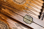 Signature Heritage Design backgammon board - detail of the wood grain and finish