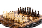 Wooden chess board featuring detailed Armenian Mount Ararat carved craftsmanship