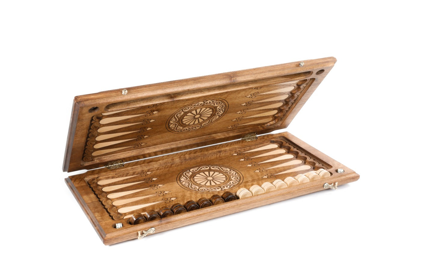 Backgammon Board - Ornamental Bas-Relief Wooden Design