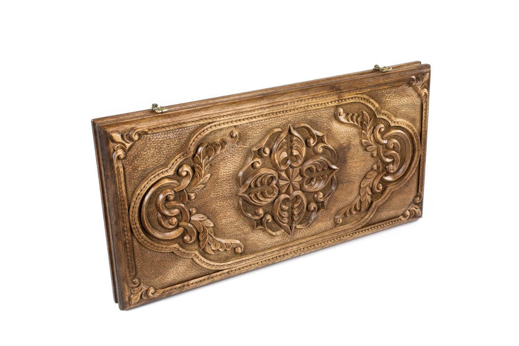 Backgammon Board - Ornamental Bas-Relief Wooden Design - Unumperfectus