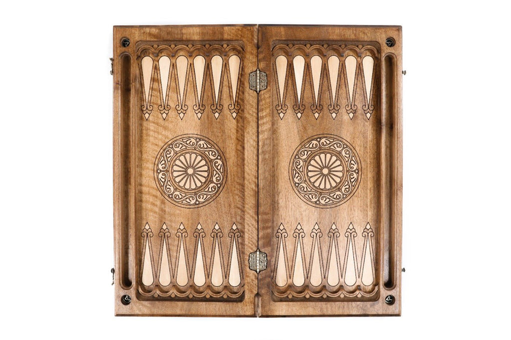 Backgammon Board - Ornamental Bas-Relief Wooden Design - Unumperfectus