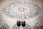 Ornamental Bas Relief Design backgammon board - carrying case and accessories
