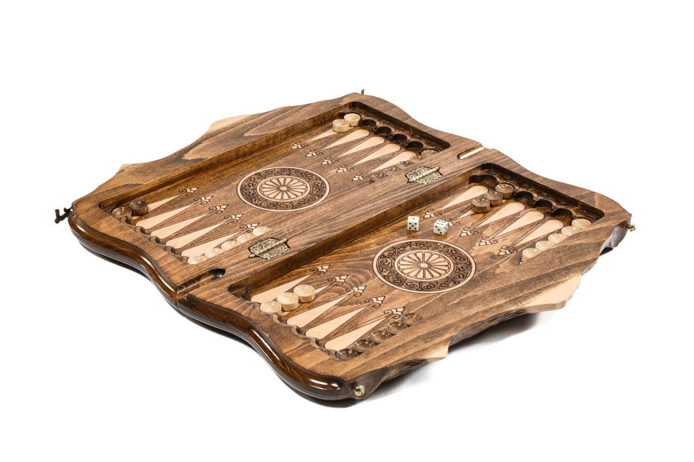 Premium luxury wooden chess set with Armenian Mount Ararat artistic outline