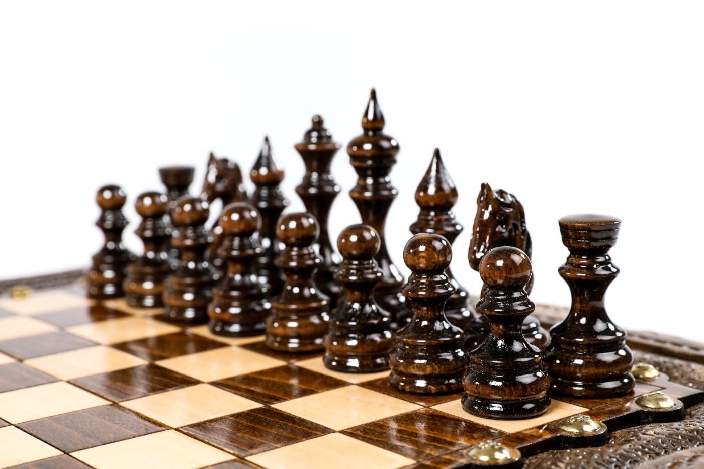 Wooden Carved Chess Set & Backgammon Board 40 cm | 15.6" - Unumperfectus