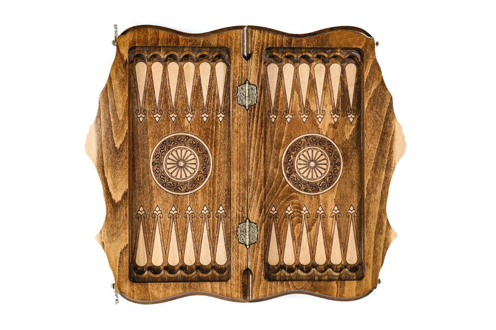 Wooden Carved Chess Set & Backgammon Board 40 cm | 15.6" - Unumperfectus