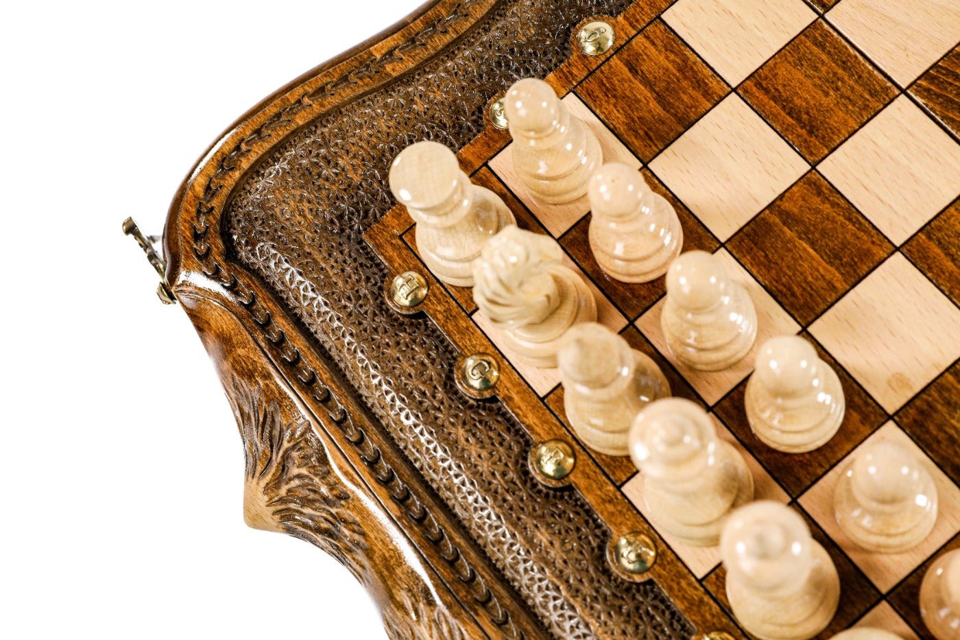 Wooden Carved Chess Set & Backgammon Board 40 cm | 15.6" - Unumperfectus