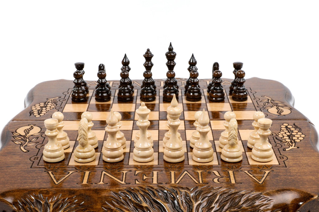 Mount Ararat Chess Set with Grape Decorations and ARARAT Engraving - Unumperfectus