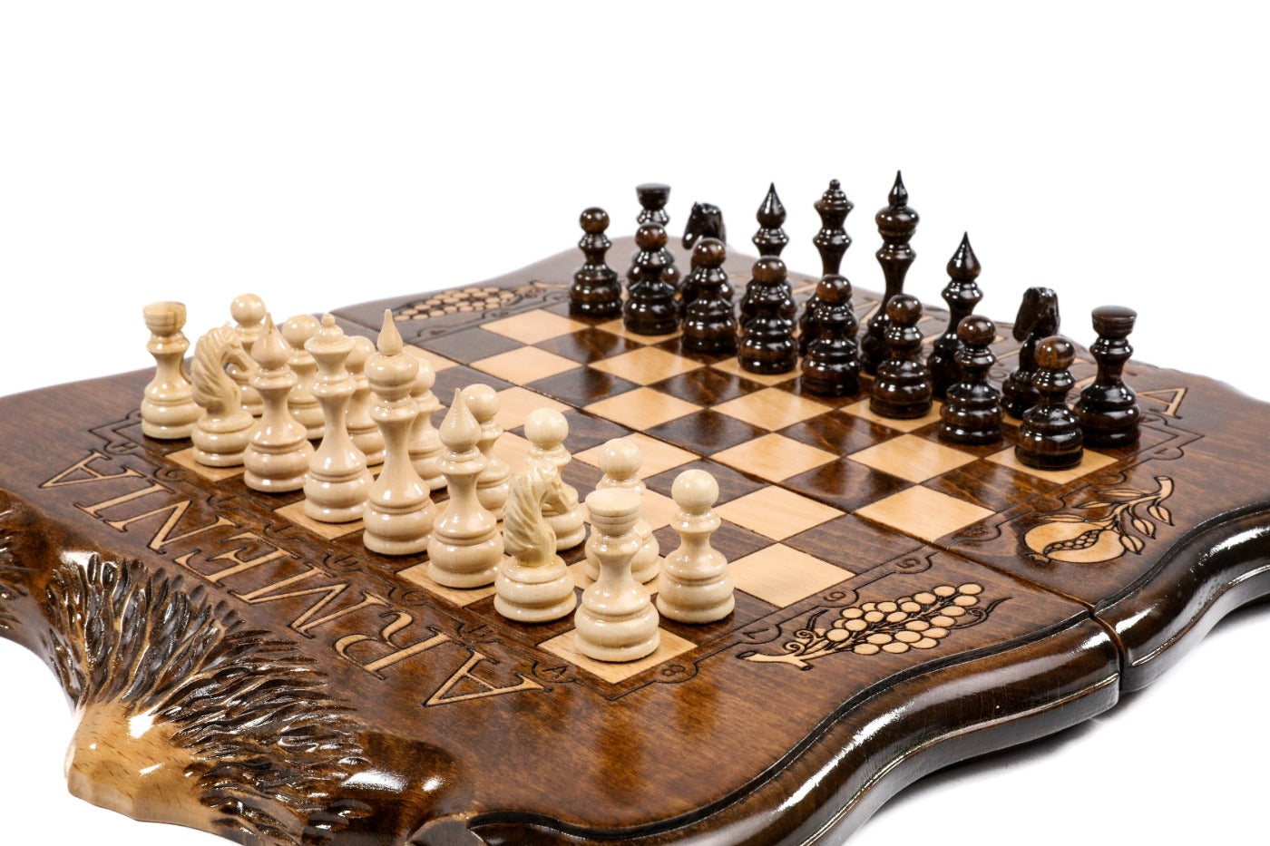 Mount Ararat Chess Set with Grape Decorations and ARARAT Engraving