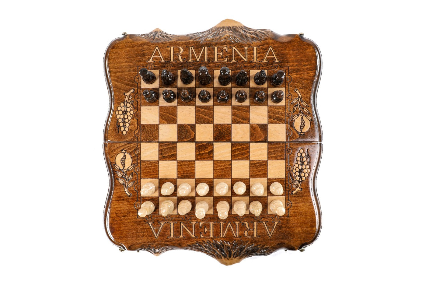 Mount Ararat Chess Set with Grape Decorations and ARARAT Engraving - Unumperfectus