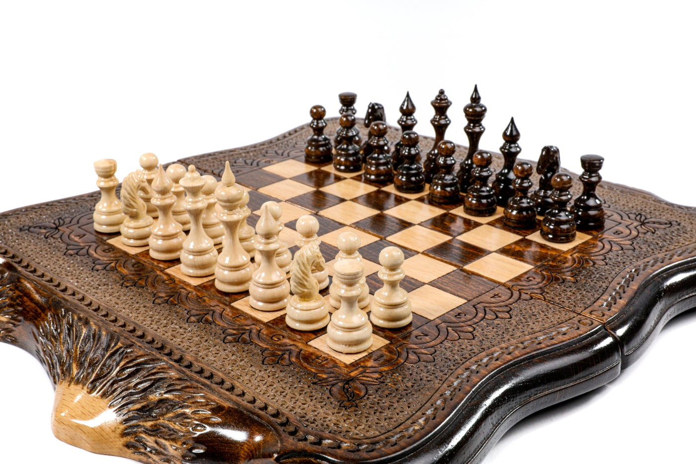 wooden chess set with Ararat design handmade