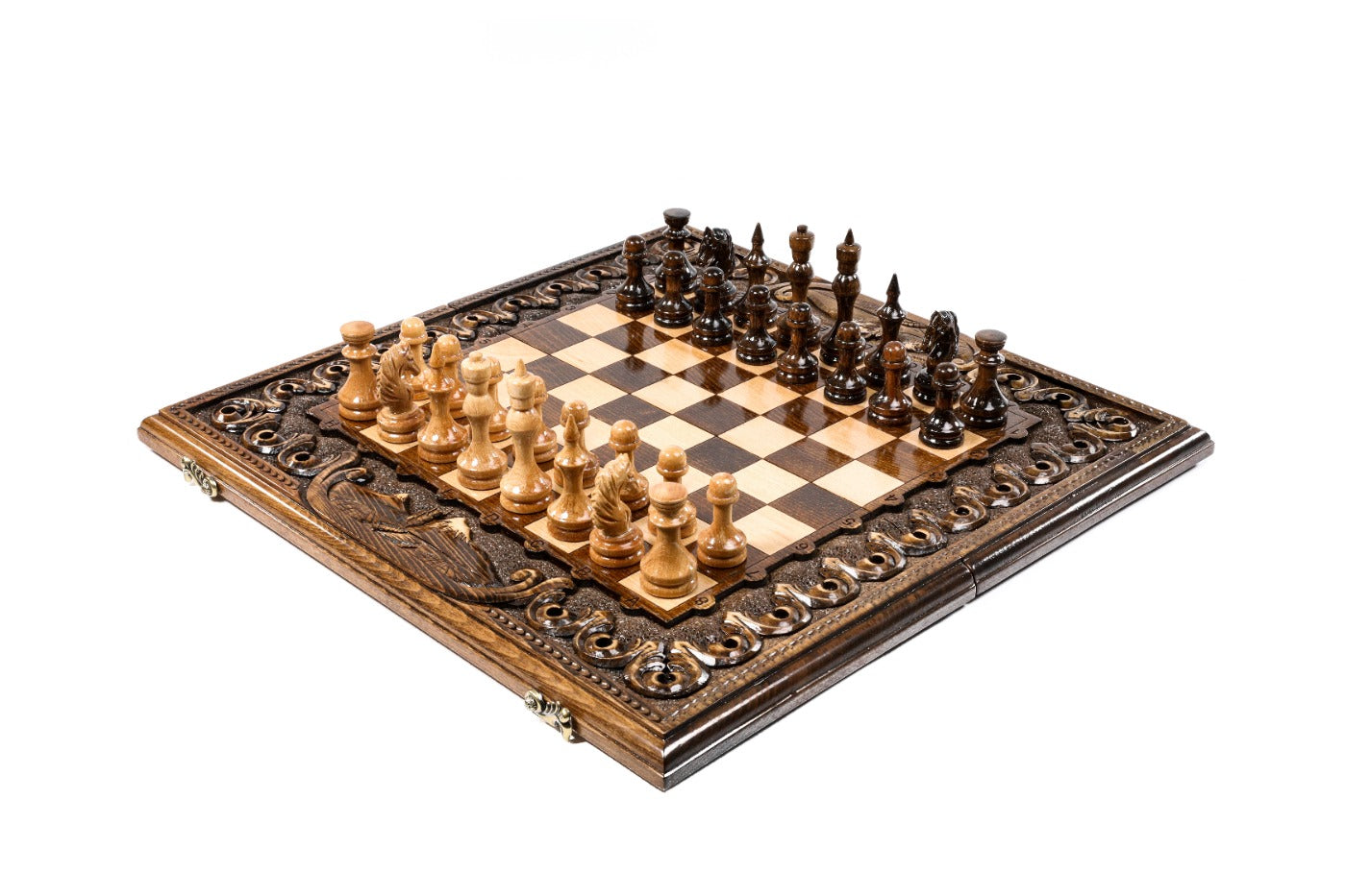 Medium handmade Armenian chess and backgammon set with Mount Ararat classic design 19.7 inch