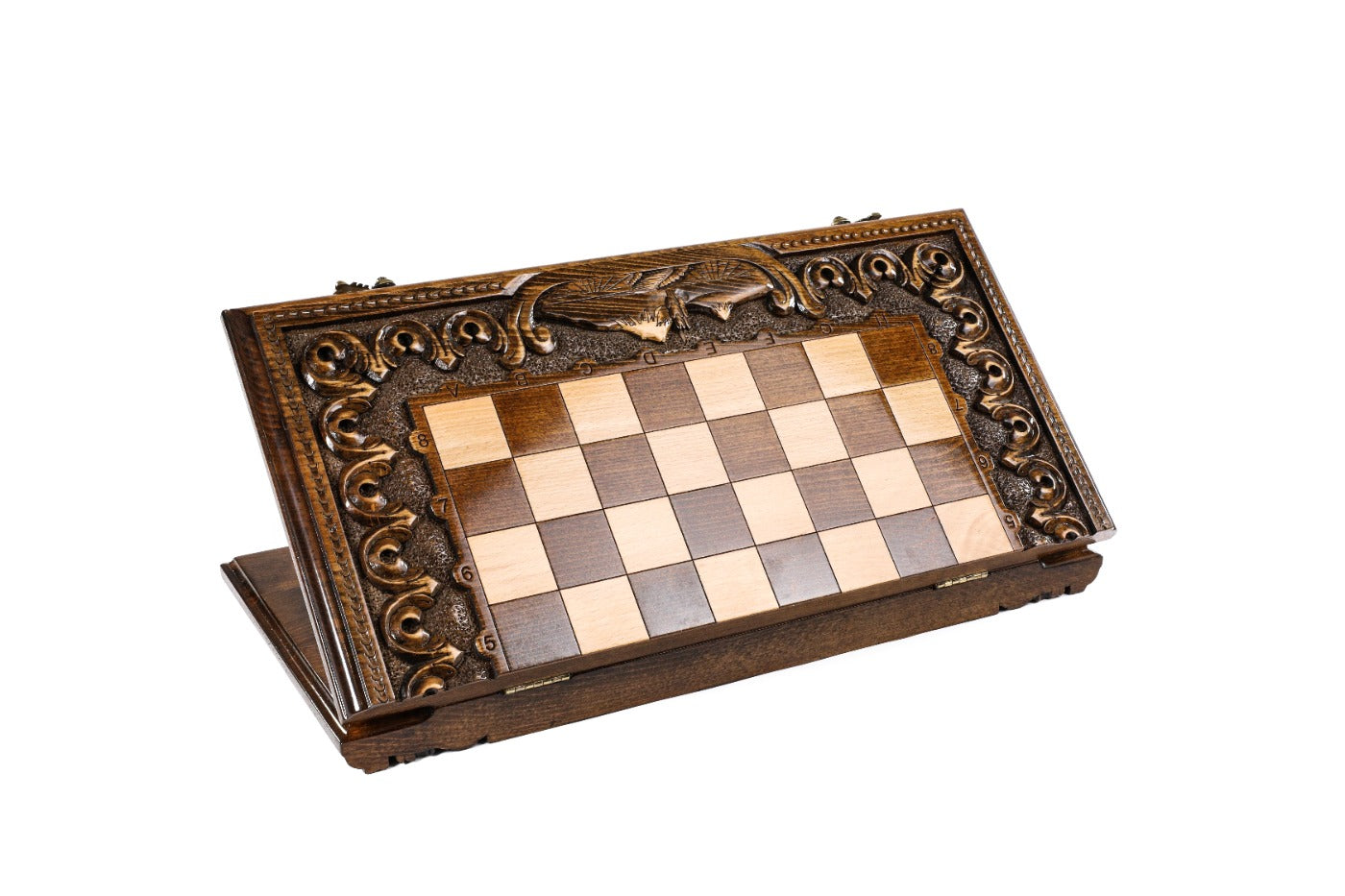 Armenian Carved Classic Chess Set & Backgammon Board 19.7" | 50 cm
