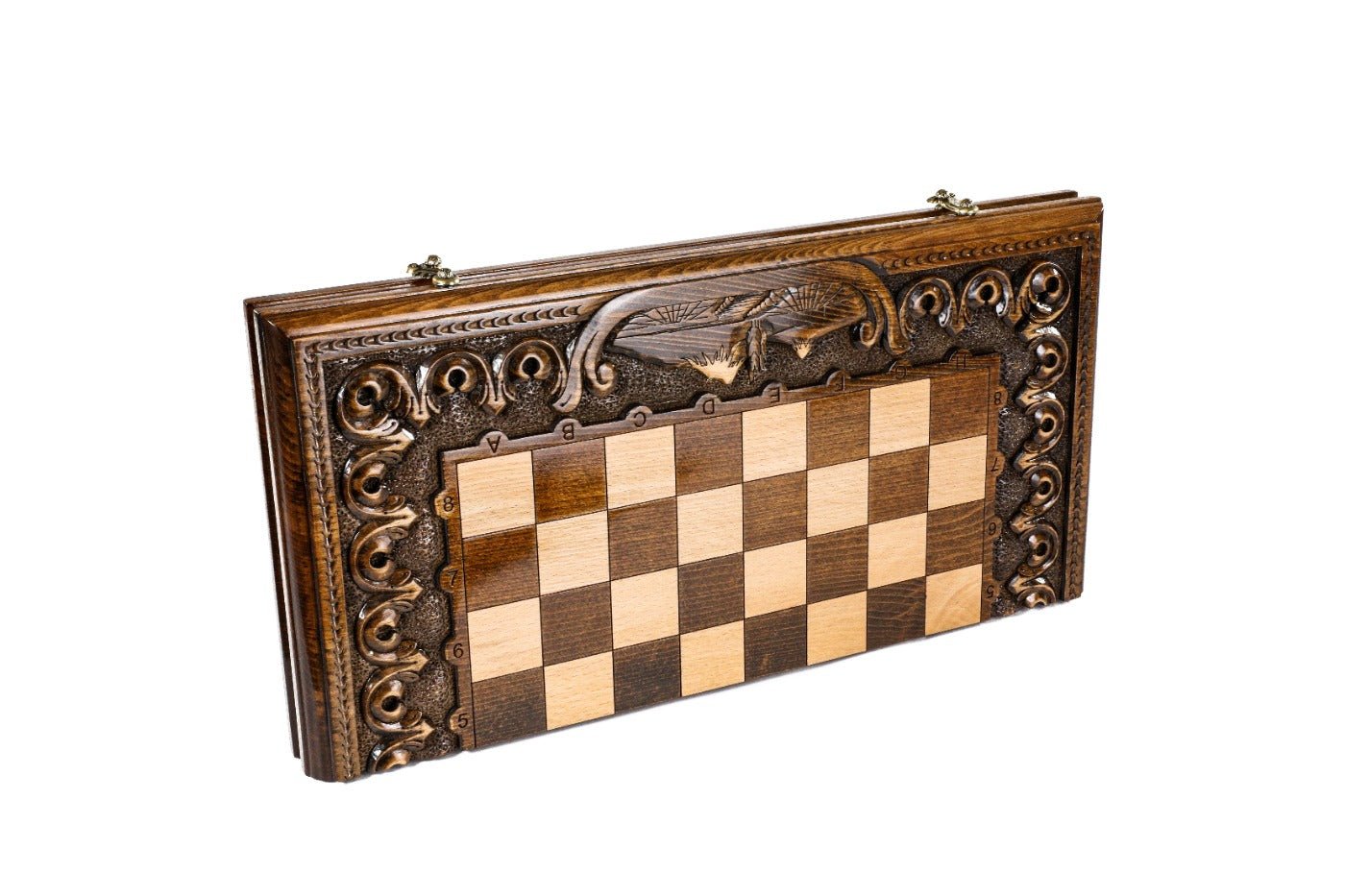 Armenian Carved Classic Chess Set & Backgammon Board 19.7" | 50 cm - Unumperfectus