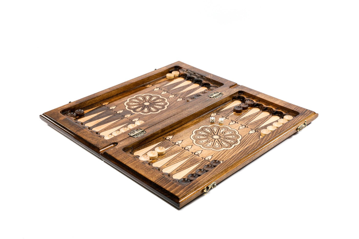 Handcrafted chess set with classic Mount Ararat design and integrated backgammon board