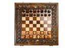 Armenian Carved Classic chess and backgammon set - carrying case included