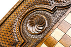 Mother See of Holy Etchmiadzin backgammon board - detail of the wood grain and finish
