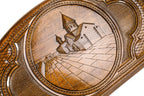 The interior of the open Hrachya Ohanyan Geghard set showing the rich wood grain and the professional-grade playing surface.