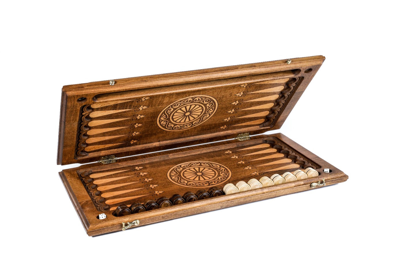 Backgammon Board - Ornamental Bas-Relief Wooden Design