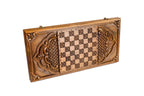 Ornamental Bas Relief Design backgammon board in wood by Hrachya Ohanyan