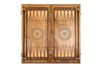 Ornamental Bas Relief Design backgammon board - angled view