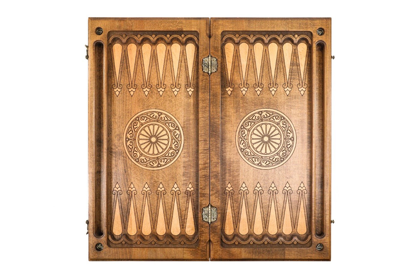 Backgammon Board - Ornamental Bas-Relief Wooden Design - Unumperfectus