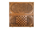 Ornamental Bas Relief Design backgammon board - corner detail of the board