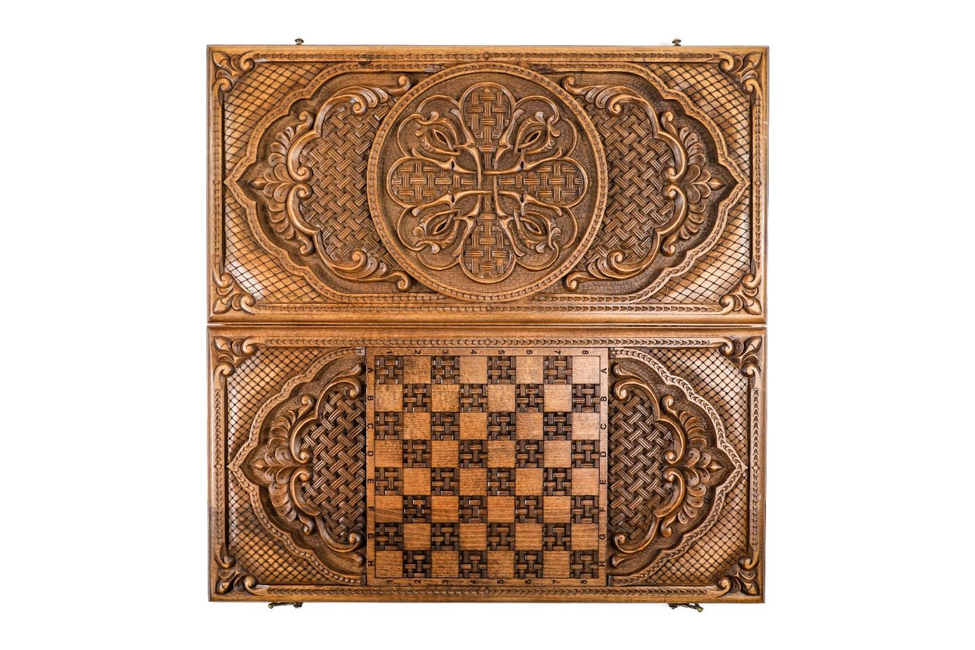 Backgammon Board - Ornamental Bas-Relief Wooden Design - Unumperfectus