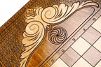 Hayastan Heritage backgammon board - detail of the wood grain and finish