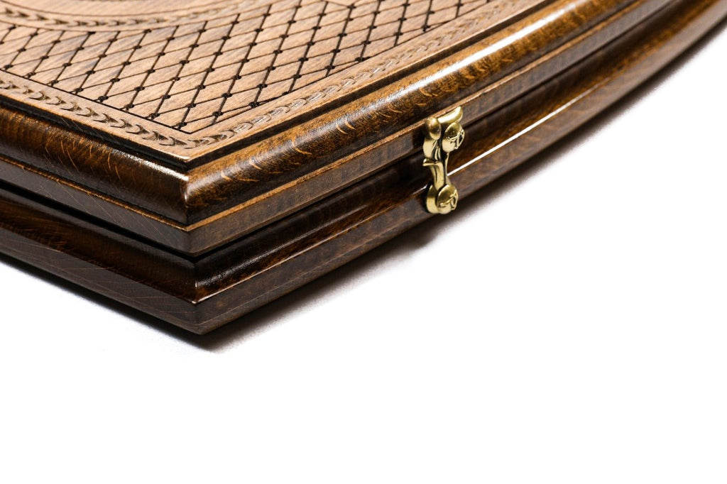 Backgammon Board - Ornamental Snowflake & Sacred Arch Wooden Design - Unumperfectus
