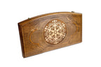 Ornamental Snowflake Sacred Arch Design backgammon board - open board ready for play