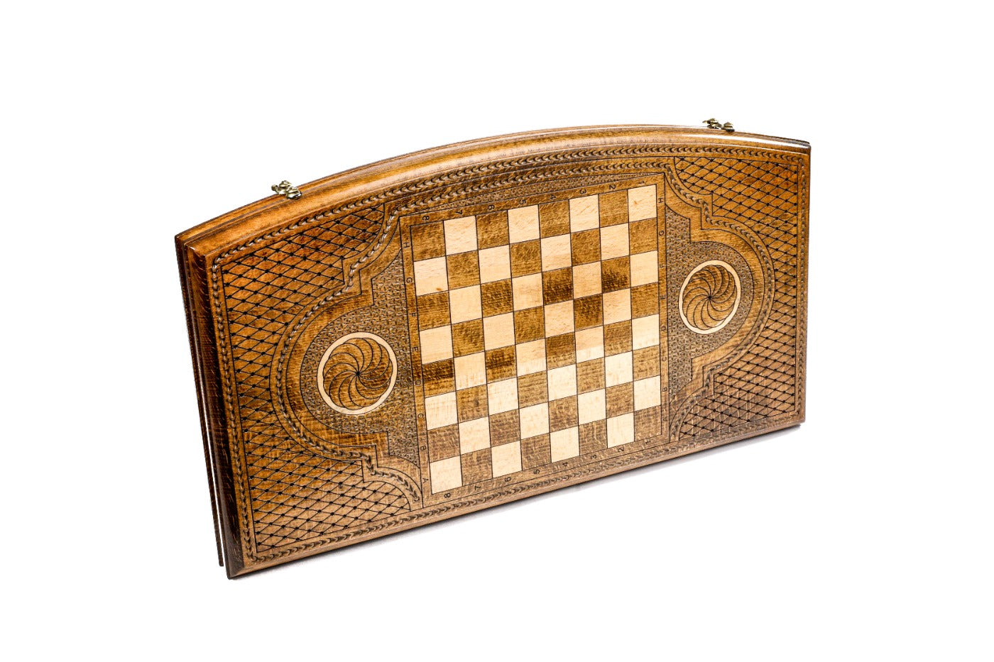 Backgammon Board - Ornamental Snowflake & Sacred Arch Wooden Design