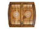 Ornamental Snowflake Sacred Arch Design backgammon board - angled view