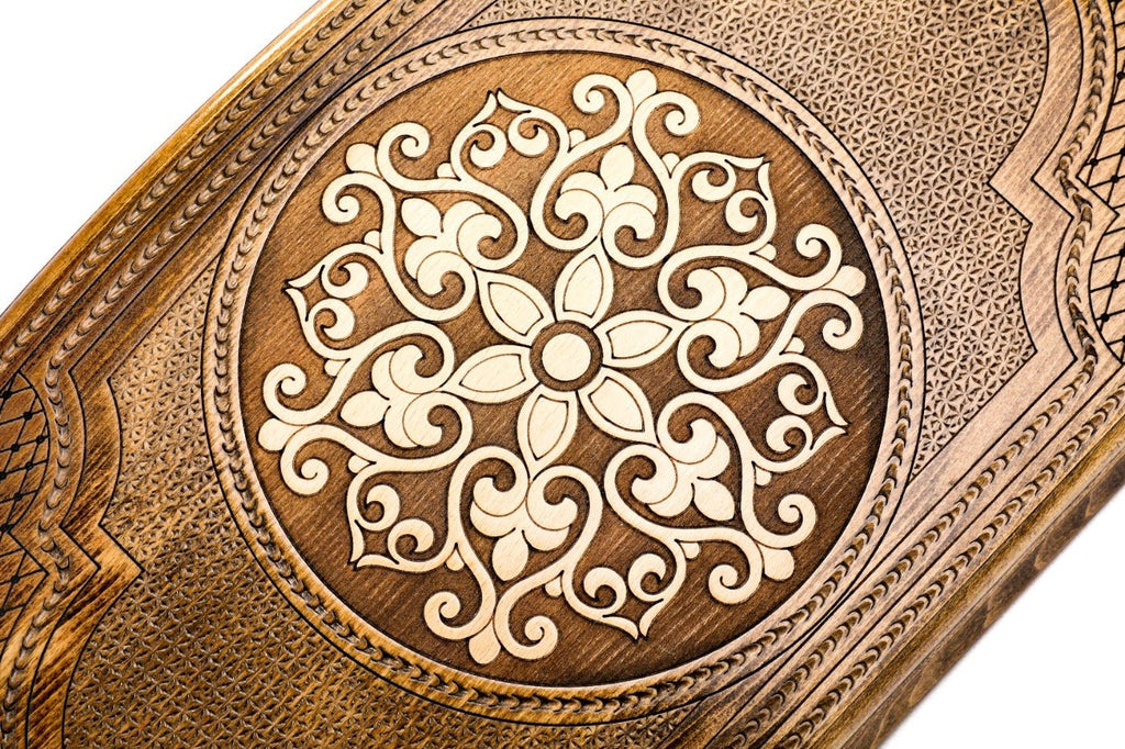 Frontal view of the copyrighted arch-style architectural detail on the solid wood exterior.