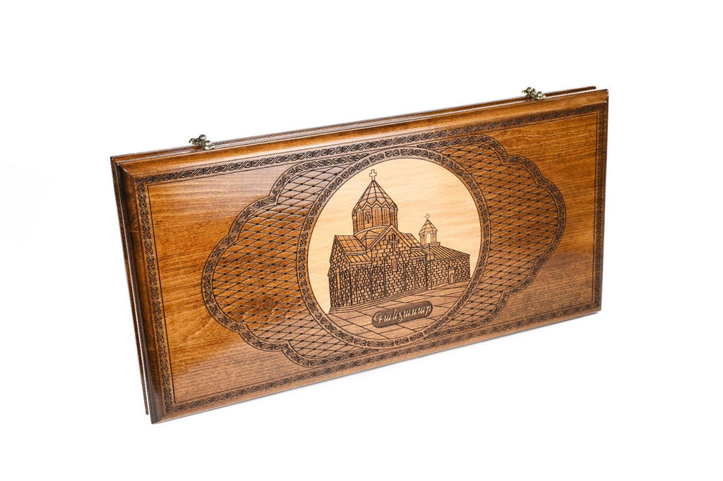 Wooden Backgammon Board Two-Sided Artsakh Gandzasar 23.6" | 60 cm - Unumperfectus