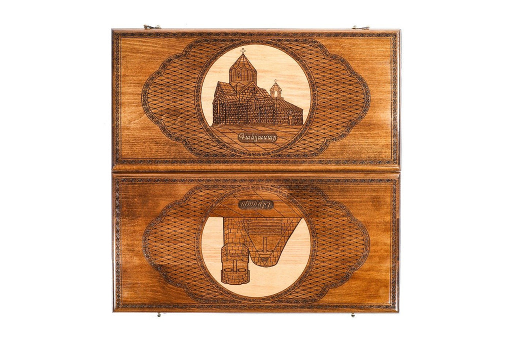 Wooden Backgammon Board Two-Sided Artsakh Gandzasar 23.6" | 60 cm - Unumperfectus