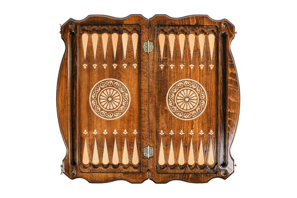 Backgammon Board - Pomegranate & Grapes Wooden Design - Unumperfectus