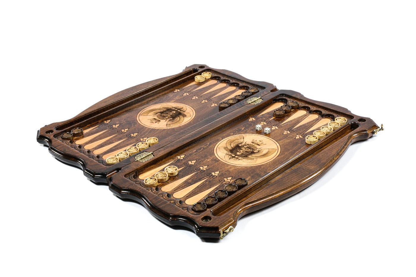 Interior view of the open board highlighting the mirror-polished playing field and high-density wood grain.