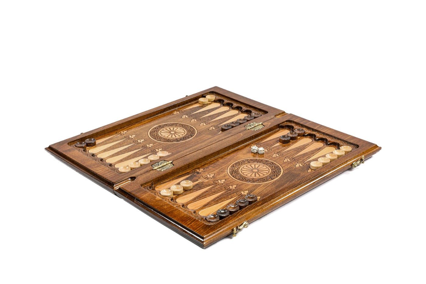 Interior view of the open board highlighting the mirror-polished playing surface.
