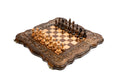 Medium handmade chess and backgammon set with decorative pattern carving 19.7 inch