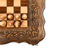 Classic chess and backgammon set - detail of the carved border