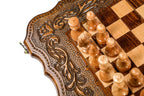 Classic chess and backgammon set - angled view showing the craftsmanship