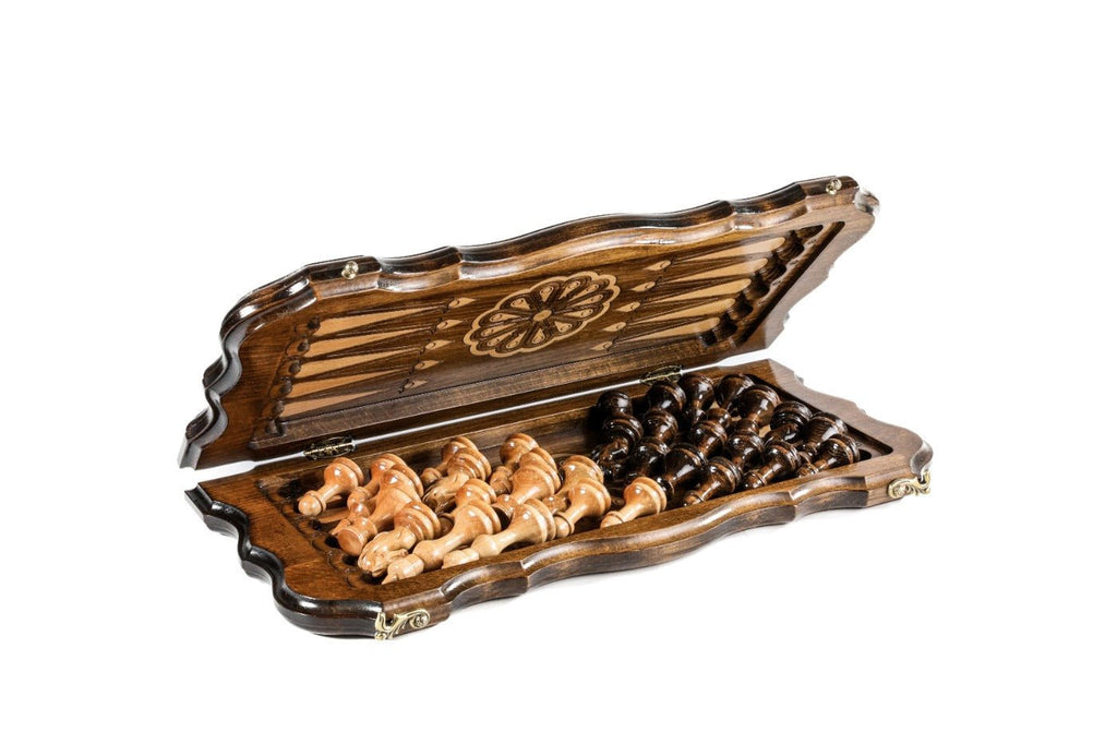 Eternity Carved Chess Set & Backgammon Board 19.7" | 50 cm - Unumperfectus