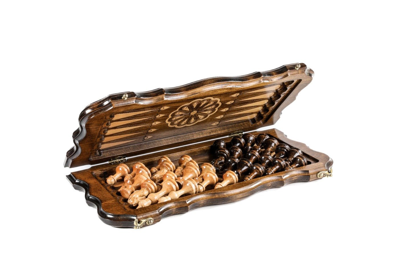 Eternity Carved Chess Set & Backgammon Board 19.7" | 50 cm - Unumperfectus