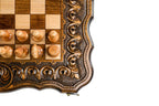 Eternity Carved chess and backgammon set - detail of the carved border