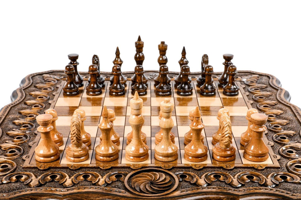 Eternity Carved Chess Set & Backgammon Board 19.7" | 50 cm - Unumperfectus