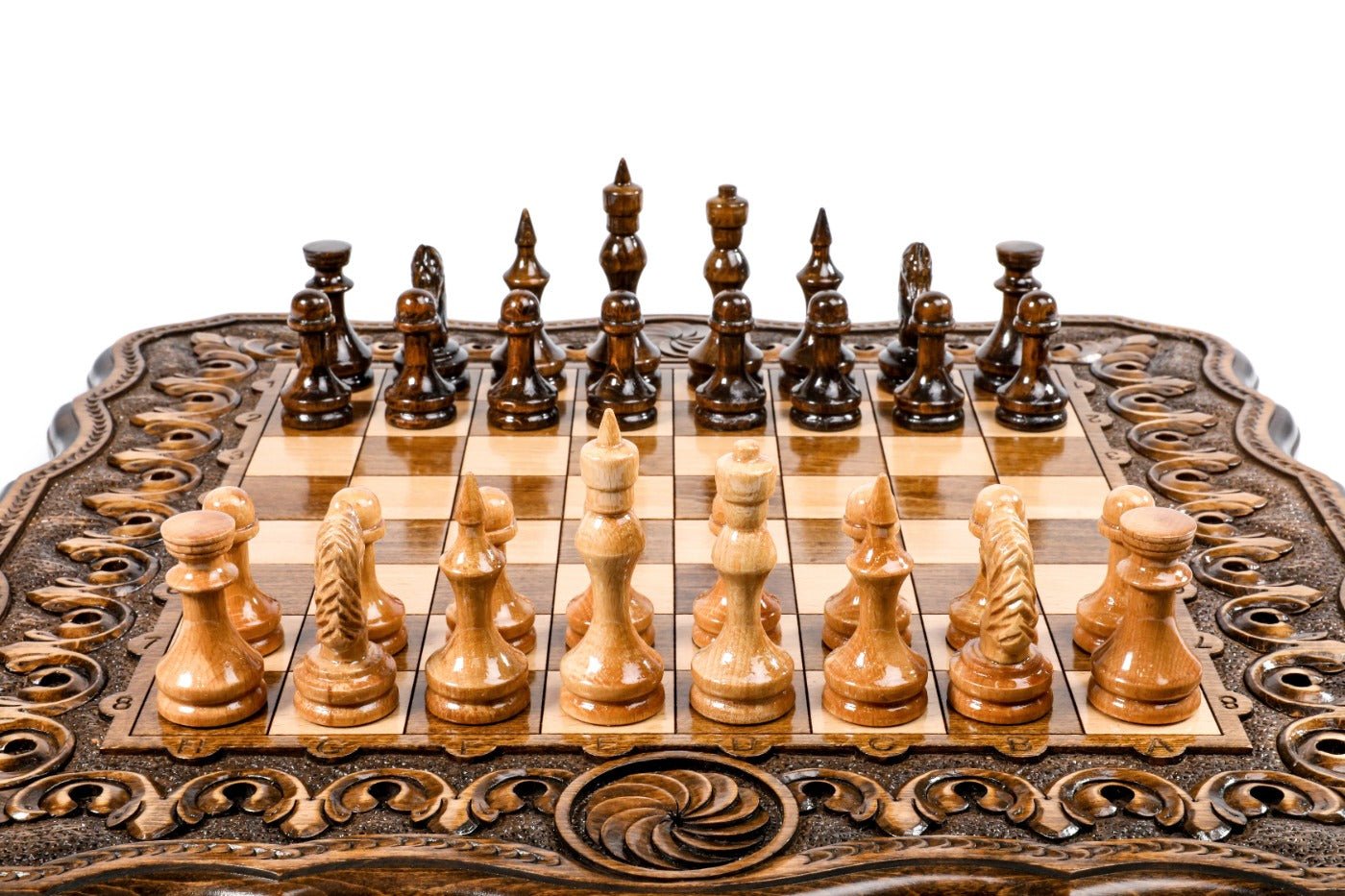 Eternity Carved Chess Set & Backgammon Board 19.7" | 50 cm - Unumperfectus