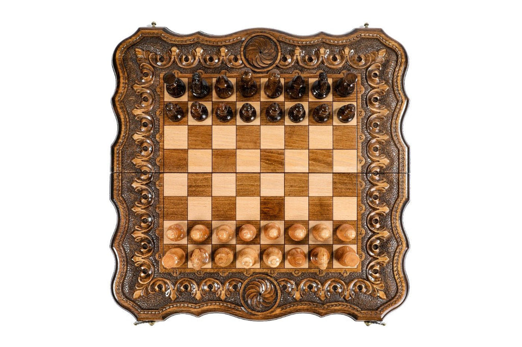 Eternity Carved Chess Set & Backgammon Board 19.7" | 50 cm - Unumperfectus