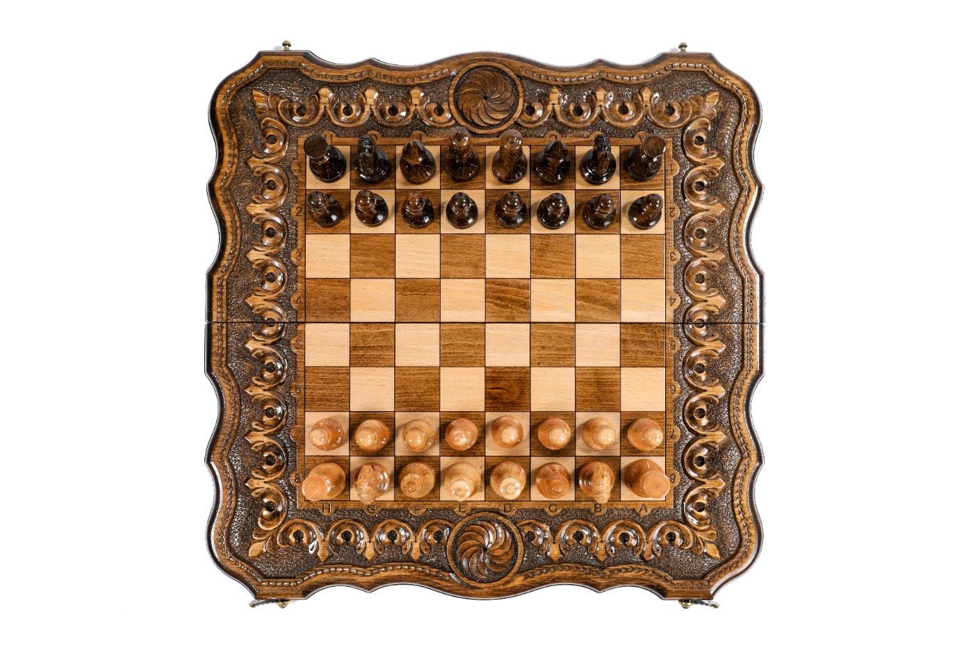 Eternity Carved Chess Set & Backgammon Board 19.7" | 50 cm - Unumperfectus
